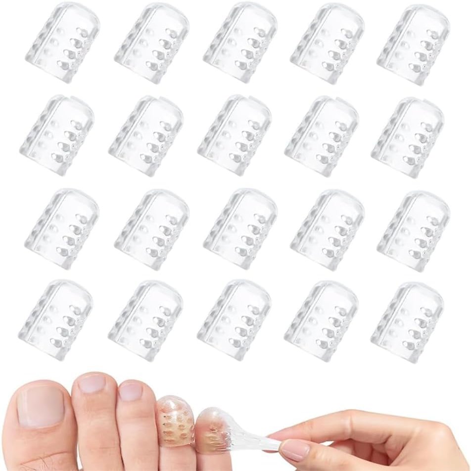 20 Pcs Silicone Anti-Friction Toe Protector, Soft Clear Little Gel Toe Protectors Breathable Toe Covers, Breathable Toe Covers, Breathable Silicone Little Toe Sleeves Women Men, Running, Hiking (20)