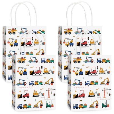 Lemicin 12 Pcs Construction Birthday Party Favor Construction Party Gift Bags with Handles Truck Paper Snack Treat Goodie Bag Candy Gift Wrapping for Truck Themed Birthday Decoration Supplies
