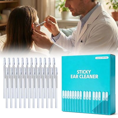 Sticky Ear Cleaning Stick for Adults, 2026 New Adhesive Ear Wax Removal Tools, Reusable Sticky Ear Cleaning Stick with Soft Head, Washable Ears Cleaner for Adults, Elder (Light Blue, S - 24 Pcs)