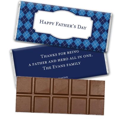 12ct Personalized Father's Day Candy Party Favors in Bulk Chocolate Bars (12 Count) - Argyle Pattern
