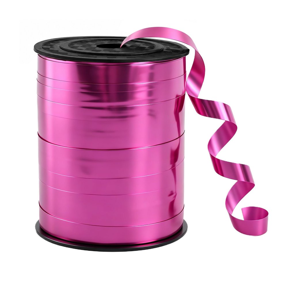 TONIFUL 500 Yards Curling Ribbon-10mm Wide Balloon Ribbon-Shiny Pink Metallic String for DIY Decor,Gift Wrapping,Ribbons and Bows for Christmas New Year Birthday Gifts Graduation Supplies