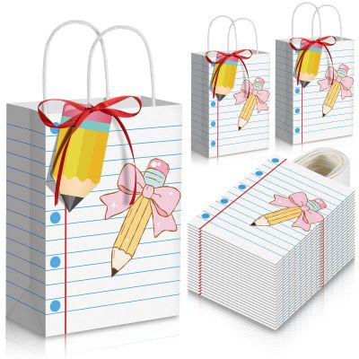 DERTE 24 Set Back to School Gifts Bags Teacher Appreciation Gift Goodie Bag