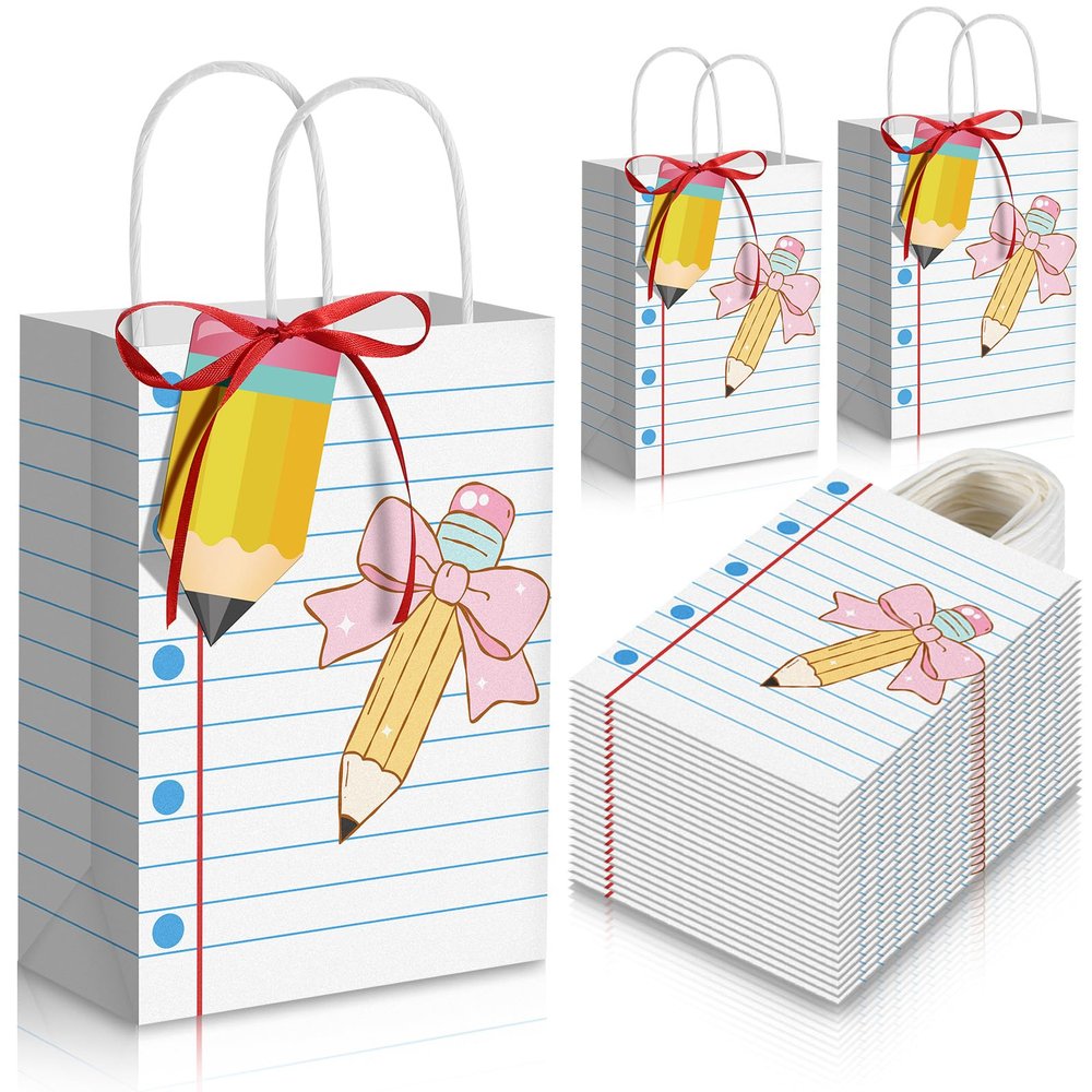 DERTE 24 Set Back to School Gifts Bags Teacher Appreciation Gift Goodie Bag