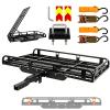 1000 LBS Hitch Mount Cargo Carrier with Ramp 55x35x9 Aluminum Folding Wheelchair Mobility Scooter Carrier Fits 2" Receiver for Pickup SUV Van Trailer Hitch Cargo Basket view 1