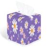 YCCZCPRL Purple Daisy Tissue Box Cover Facial Paper Organizer Dispenser with Bottom Belt for Bathroom, Kitchen, Night Stands, Home, Car, Floral view 1