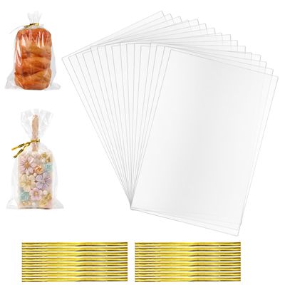 100 Pcs Clear Rice Krispie Treats Bags, Cakesicle Bags with 110 Pcs Ribbon