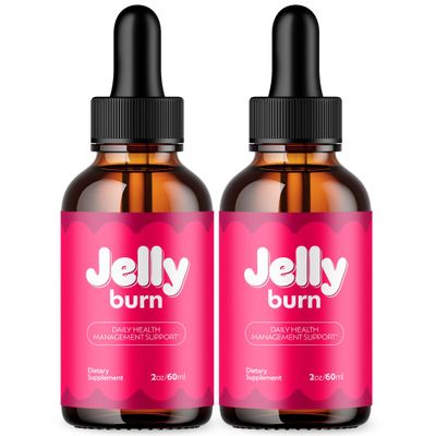 (2 Pack) Jelly Burn Drops, Advanced Formula JellyBurn Drops with Natural Ingredients, Maximum Strength Jelly Burn Health and Wellness Support Multivitamin Tincture for Women and Men (60 Servings)