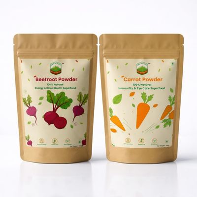 Buds of Taste Beetroot (Pack of 1) + Carrot (Pack of 1) | Farm Fresh Vegetables for Juices, Salads, Cooking & Indian Recipes | Healthy Daily Use Kitchen Combo