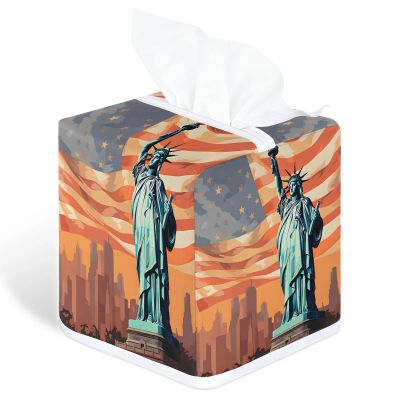 YCCZCPRL Statue of Liberty Tissue Box Cover Facial Paper Organizer Dispenser with Bottom Belt for Bathroom, Kitchen, Night Stands, Home, Car, Independence Day