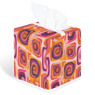 YCCZCPRL Geometric Shape Tissue Box Cover Waterproof Facial Paper Organizer for Kitchen Dining Bathroom Cafe Spa Home Decor, Retro Rectangle