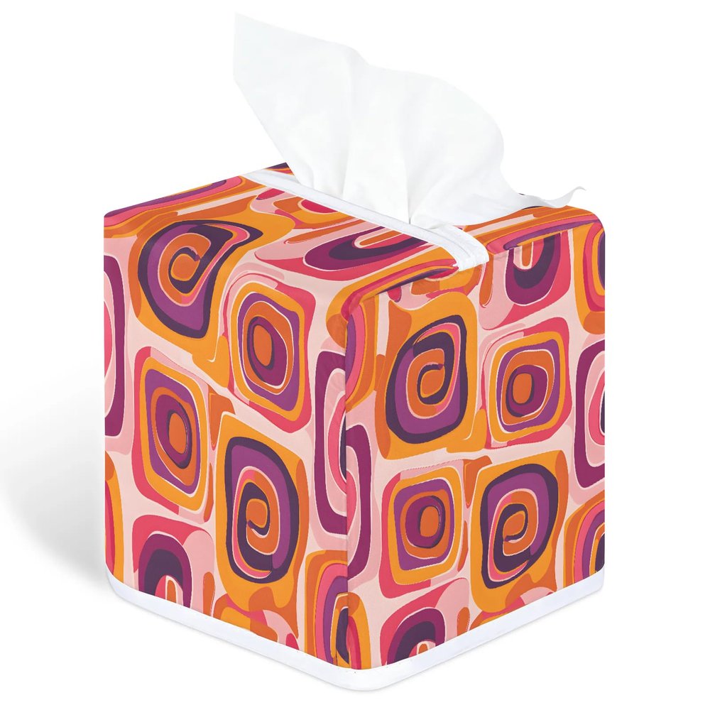 YCCZCPRL Geometric Shape Tissue Box Cover Waterproof Facial Paper Organizer for Kitchen Dining Bathroom Cafe Spa Home Decor, Retro Rectangle