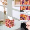 YCCZCPRL Geometric Shape Tissue Box Cover Waterproof Facial Paper Organizer for Kitchen Dining Bathroom Cafe Spa Home Decor, Retro Rectangle view 4