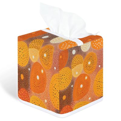 YCCZCPRL Vintage Geometric Tissue Box Cover Waterproof Facial Paper Organizer for Kitchen Dining Bathroom Cafe Spa Home Decor, Asbtract Round