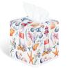 YCCZCPRL Coastal Lighthouse Tissue Box Cover Square Napkin Holder for Home Bedroom Vanity Countertop Night Stands, Ocean Sea Starfish view 1