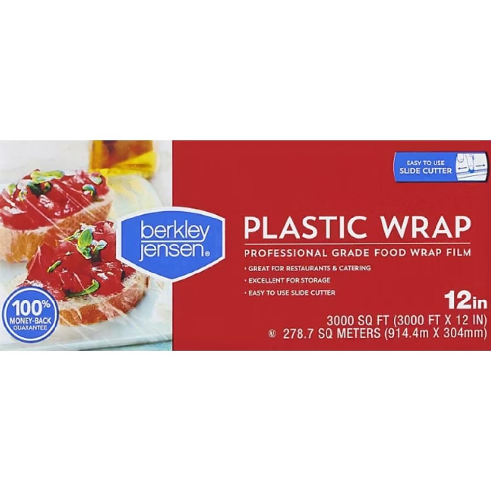Professional Plastic Wrap Roll with Slide Cutter, 12 Inch x 3000 Feet (3000 Sq Ft) Food Storage Film, Heavy Duty Cling Wrap for Kitchen, Freezer & Microwave Use
