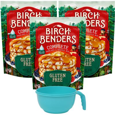 Birch Benders Gluten-Free Pancake & Waffle Mix, 14 oz (Pack of 3) with Mixing Bowl