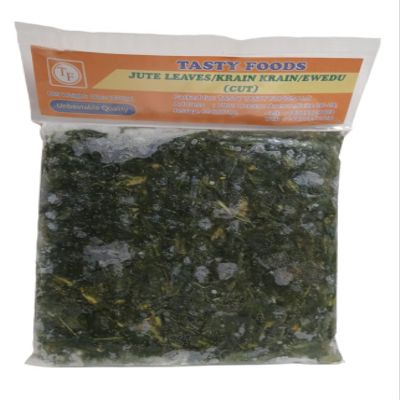 Frozen Jute Leaves Cut 16oz (454g) - Ewedu Krain Krain Molokhia Saluyot Fresh Frozen African Vegetable, Pre-Cut Ready to Cook Green Leaf for Soup Stew Sauce Traditional International Grocery
