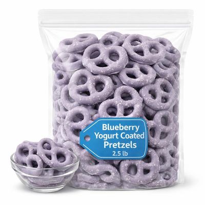 Blueberry Yogurt Coated Pretzels, Sweet Salty Crunch Snack, 2.5 lb Bag