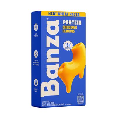 Banza Wheat Protein White Cheddar Mac & Cheese 16g Protein per Serving, High Protein, No-Compromises Taste & Texture, Creamy & Cheesy, Powered by Chickpeas, 6 Pack (Cheedar)