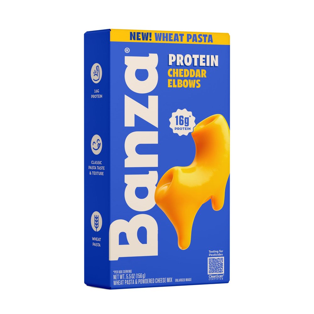 Banza Wheat Protein White Cheddar Mac & Cheese 16g Protein per Serving, High Protein, No-Compromises Taste & Texture, Creamy & Cheesy, Powered by Chickpeas, 6 Pack (Cheedar)