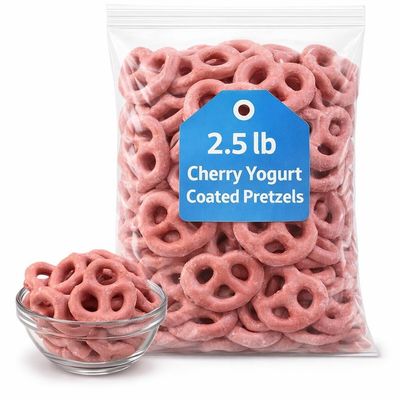 Cherry Yogurt Coated Pretzels, Sweet Crunchy Snack, 2.5 lb Bag