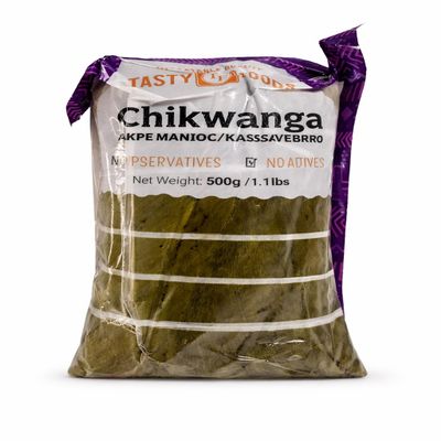 Chikwanga Cassava Bread 500g - Traditional African Manioc Loaf, Fermented Cassava Wrap, Authentic Congo Style Cassava Food, Ready to Heat Side Dish, International Grocery Staple