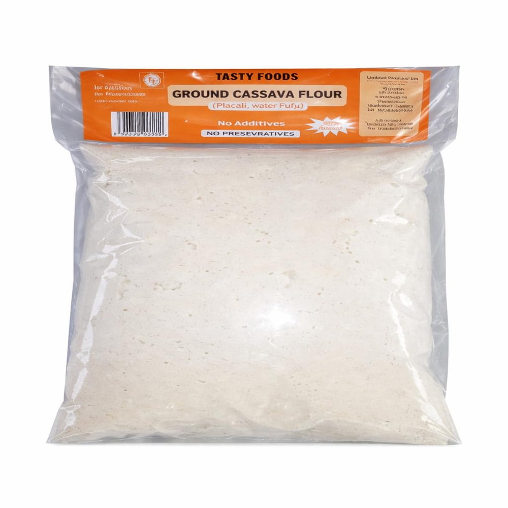 Water Fufu Placali Cassava Dough 2 lb, Authentic African Ground Cassava Fufu Mix, Ready to Cook Fermented Cassava Paste, Traditional West African Swallow Staple, Frozen International Grocery Food