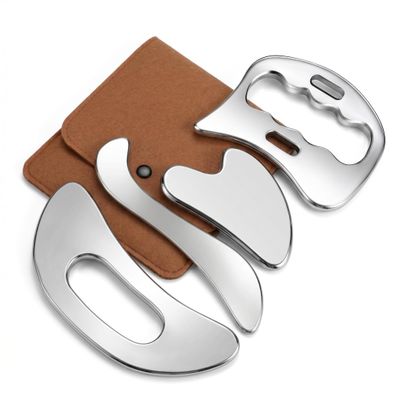 HTHLNG 4-in-1 Stainless Steel Gua Sha Tool Set, IASTM Muscle Scraper Tool