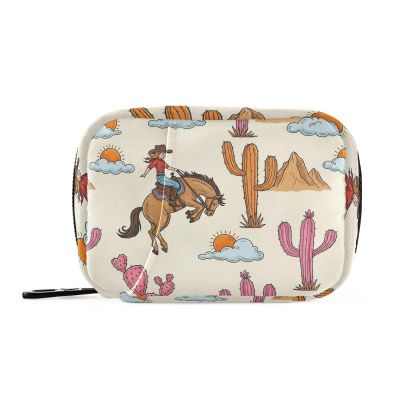 Sletend Western Cowgirl Travel Pill Organizer Bag with Zipper, 7 Day Portable Weekly Medicine Box Case & Vitamin Supplement Dispenser Pouch for Men Women