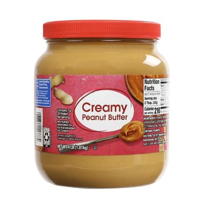 Creamy Peanut Butter, 64 oz Large Family Size, Smooth Texture, High Protein Spread for Sandwiches, Baking & Snacks