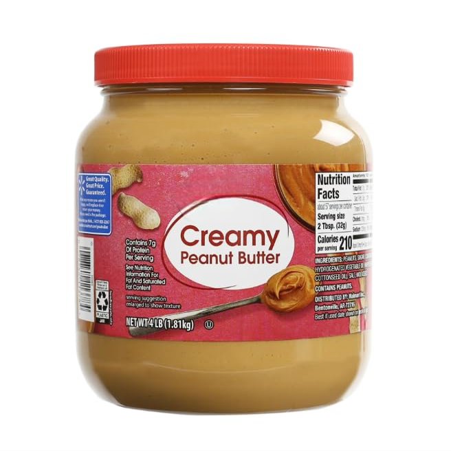 Creamy Peanut Butter, 64 oz Large Family Size, Smooth Texture, High Protein Spread for Sandwiches, Baking & Snacks