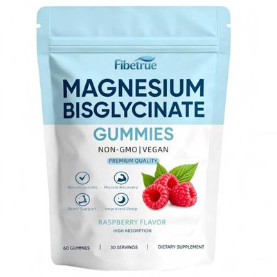Magnesium Glycinate Gummies 400mg High Absorption Chelated Magnesium for Sleep, Muscle & Nerve Support Vegan Raspberry Flavor, 60 Gummies