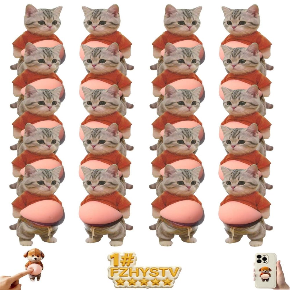 20PCS 3D Dog & Cat Belly Mochi Squishy Skin Stickers, Funny Chubby Shiba Silicone Bumper Wall Protector, Cute Big Inu Squeeze Animal Anti-Collision Pincher Stress Relief Fidget Sensory Toys