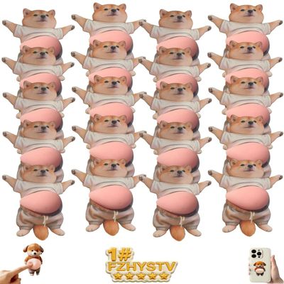 20PCS 3D Dog & Cat Belly Mochi Squishy Skin Stickers, Funny Chubby Shiba Silicone Bumper Wall Protector, Cute Big Inu Squeeze Animal Anti-Collision Pincher Stress Relief Fidget Sensory Toys