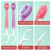 10Pcs The 4 in 1 Portable Oral Care Toothbrush Set: Soft Bristle Bead Toothbrush, Tongue Scraper, Built-in Dental Floss & Hidden Toothpick - Perfect for Your Travel Needs (Pink) view 4