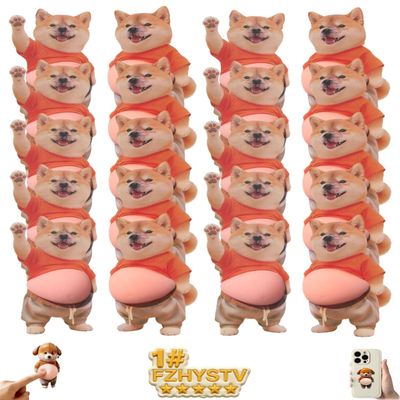 20PCS 3D Dog & Cat Belly Mochi Squishy Skin Stickers, Funny Chubby Shiba Silicone Bumper Wall Protector, Cute Big Inu Squeeze Animal Anti-Collision Pincher Stress Relief Fidget Sensory Toys