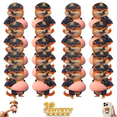 20PCS 3D Dog & Cat Belly Mochi Squishy Skin Stickers, Funny Chubby Shiba Silicone Bumper Wall Protector, Cute Big Inu Squeeze Animal Anti-Collision Pincher Stress Relief Fidget Sensory Toys