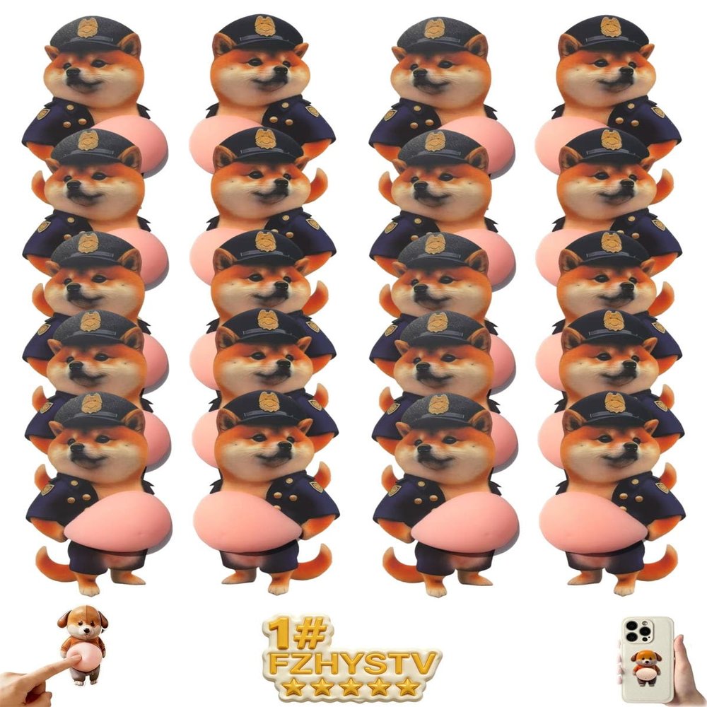 20PCS 3D Dog & Cat Belly Mochi Squishy Skin Stickers, Funny Chubby Shiba Silicone Bumper Wall Protector, Cute Big Inu Squeeze Animal Anti-Collision Pincher Stress Relief Fidget Sensory Toys