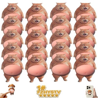 20PCS 3D Dog & Cat Belly Mochi Squishy Skin Stickers, Funny Chubby Shiba Silicone Bumper Wall Protector, Cute Big Inu Squeeze Animal Anti-Collision Pincher Stress Relief Fidget Sensory Toys