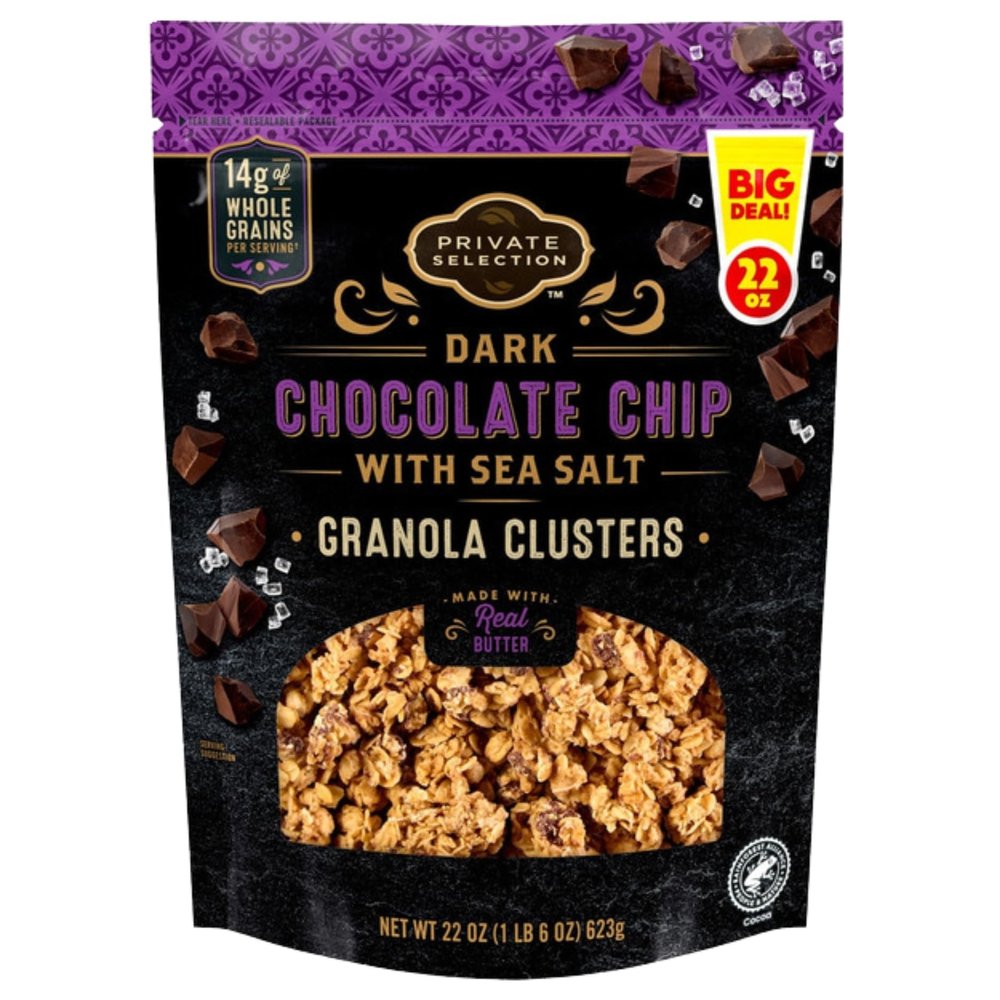 Dark Chocolate Chip Granola, Crunchy Breakfast Cereal, Sweet Snack Mix, 22 oz