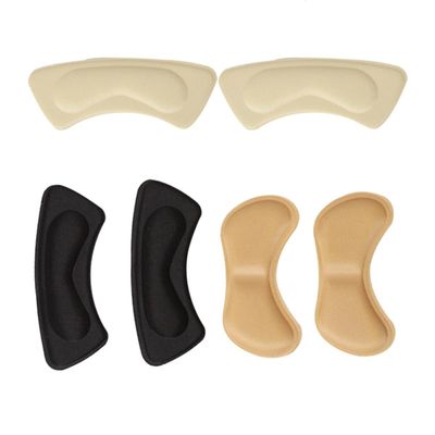 KJHBV 3 Pairs Anti-wear Heel Cushions Pads for High Heels, Thickened Back Foot Care Inserts Adhesive, Black Beige Khaki, Prevent Blisters and Slipping