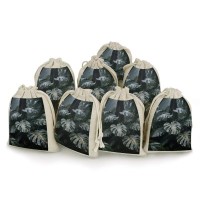 PNOMEDPKJ 8 Pack Grey Gold Plant Muslin Bags with Double Drawstring 5 X 7 Inch Reusable Cotton Linen Sachet Small Burlap Gift Bag Cloth Jewelry Storage Pouches for Party Wedding