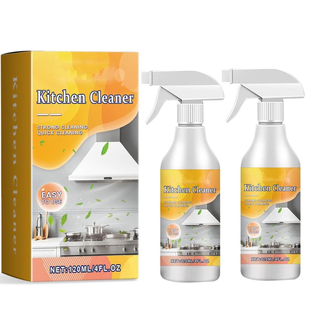Effective Kitchen Degreaser Cleaner Spray, Kitchen Heavy Oil Cleaner Spray, Remove Stains Cleaning Spray, Heavy Duty Multi Purpose Degreaser Cleaner Spray Removes Grease, Grime and Stains (2PCS)