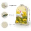 PNOMEDPKJ 8 Pack Rabbit in Flowers Muslin Bags with Double Drawstring 5 X 7 Inch Reusable Cotton Linen Sachet Small Burlap Gift Bag Cloth Jewelry Storage Pouches for Party Wedding view 3
