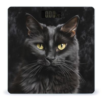 A Black Cat on A Black Background Scale for Body Weight Highly Accurate Digital Bathroom Scales Sturdy Tempered Glass Weighing Scale with LCD Display Fashion Body Fat Smart Scales 400lb