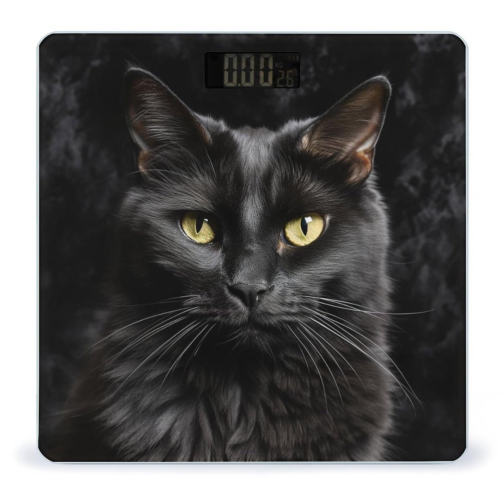 A Black Cat on A Black Background Scale for Body Weight Highly Accurate Digital Bathroom Scales Sturdy Tempered Glass Weighing Scale with LCD Display Fashion Body Fat Smart Scales 400lb