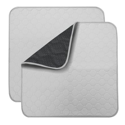 Non-Slip Absorbent Washable Incontinence Pad underpad Seat 4-Layer Design Chair Pads Protection (2 Grey)