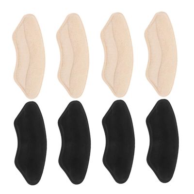 BATHVEVE 4 Pairs Heel Support Inserts and Heel Cushions for Womens Shoes Anti-Blister Soft Gel Liners for Black and Beige for Foot Protection and Comfort