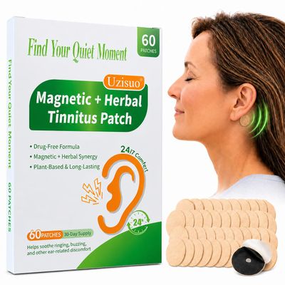UZISUO 60 Patches Tinnitus Relief Patch - Magnetic + Herbal Synergy Tinnitus Patches for Ringing Ears Plant-Based Formula for Buzzing & Ear Discomfort (30-Day Supply)
