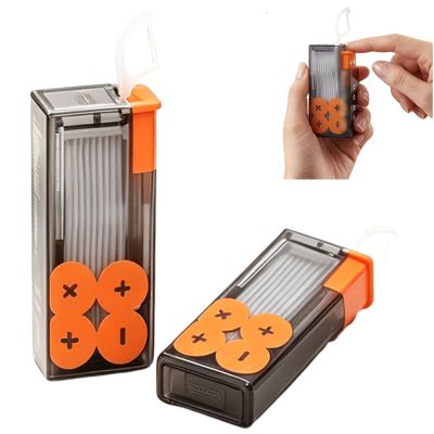 Portable Floss Dispenser with 10 Pcs Dental Floss, Automatic Pop-Up Organizer Dispenser, Dental Floss Dispenser Dental Floss Pick Box for Travel (Orange#2Pcs)